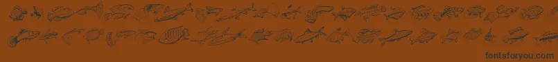 Fishing-Schriftart – Schwarze Schriften auf braunem Hintergrund