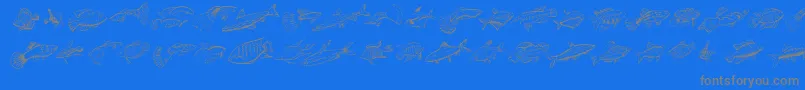 Fishing-Schriftart – Graue Schriften auf blauem Hintergrund