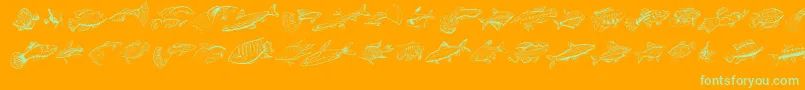 フォントFishing – オレンジの背景に緑のフォント