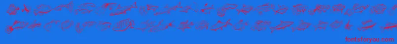 Fonte Fishing – fontes vermelhas em um fundo azul