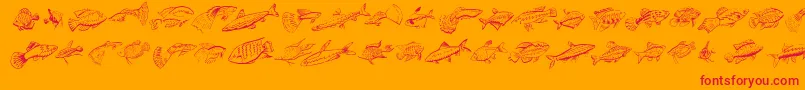 Fishing-Schriftart – Rote Schriften auf orangefarbenem Hintergrund