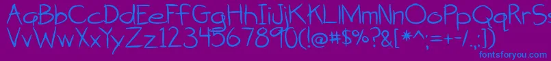 AttackOfTheCucumbers-Schriftart – Blaue Schriften auf violettem Hintergrund