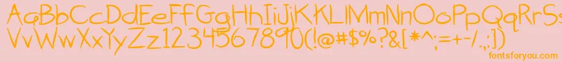 AttackOfTheCucumbers-Schriftart – Orangefarbene Schriften auf rosa Hintergrund