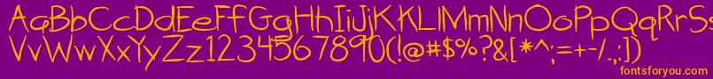 AttackOfTheCucumbers-Schriftart – Orangefarbene Schriften auf violettem Hintergrund