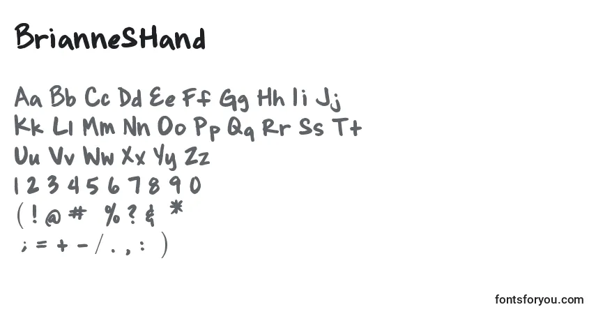 Fuente BrianneSHand - alfabeto, números, caracteres especiales