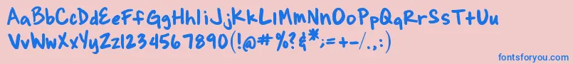 BrianneSHand Font – Blue Fonts on Pink Background
