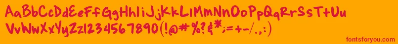 フォントBrianneSHand – オレンジの背景に赤い文字