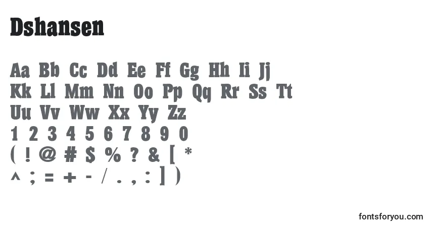 Dshansen-fontti – aakkoset, numerot, erikoismerkit