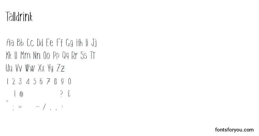 Schriftart Talldrink – Alphabet, Zahlen, spezielle Symbole