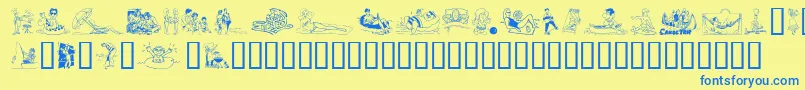 Fonte Randr – fontes azuis em um fundo amarelo