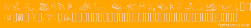 Randr-Schriftart – Rosa Schriften auf orangefarbenem Hintergrund