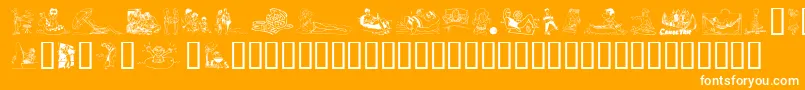 Randr-Schriftart – Weiße Schriften auf orangefarbenem Hintergrund