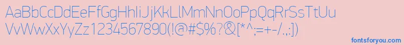 PfdindisplayproExtrathin-Schriftart – Blaue Schriften auf rosa Hintergrund