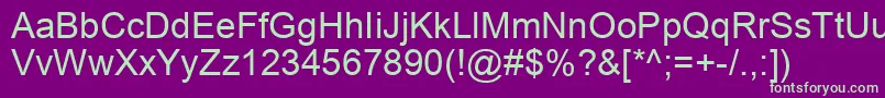 ArialUnicodeMs-fontti – vihreät fontit violetilla taustalla