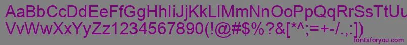 Czcionka ArialUnicodeMs – fioletowe czcionki na szarym tle