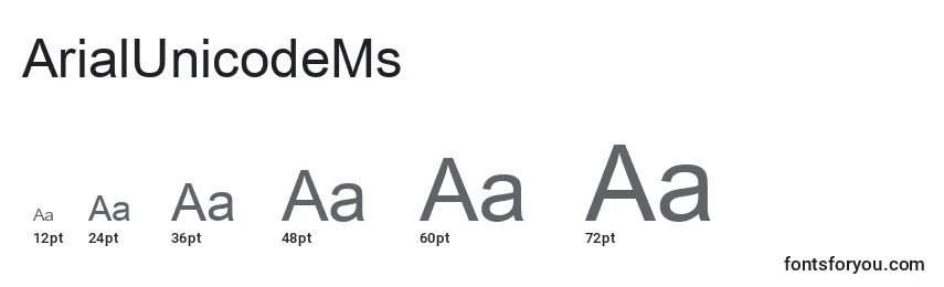 Размеры шрифта ArialUnicodeMs
