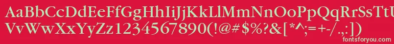 フォントGaramondItcTBook – 赤い背景に緑の文字