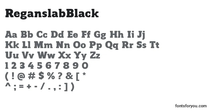 Шрифт ReganslabBlack – алфавит, цифры, специальные символы