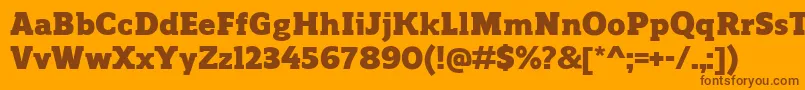Więcej informacji o czcionce ReganslabBlack Czcionka ReganslabBlack – brązowe czcionki na pomarańczowym tle