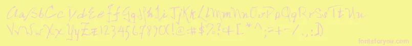 Fonte NicolasRegular – fontes rosa em um fundo amarelo