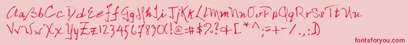 NicolasRegular-Schriftart – Rote Schriften auf rosa Hintergrund