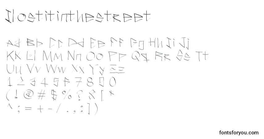 Schriftart Ilostitinthestreet – Alphabet, Zahlen, spezielle Symbole