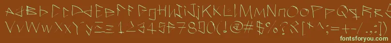フォントIlostitinthestreet – 緑色の文字が茶色の背景にあります。