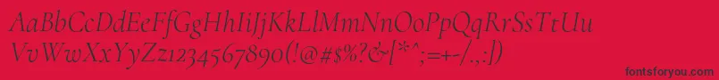 フォントCormorantLightitalic – 赤い背景に黒い文字