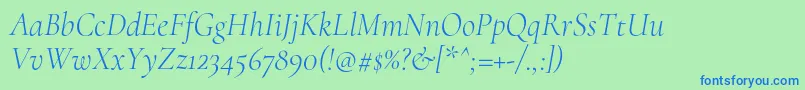 More about CormorantLightitalic Font CormorantLightitalic Font – Blue Fonts on Green Background