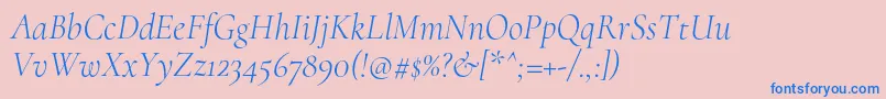 Fonte CormorantLightitalic – fontes azuis em um fundo rosa