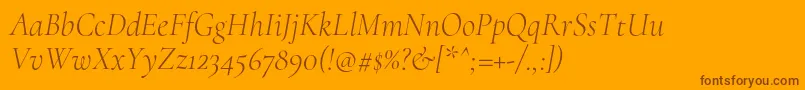 Fonte CormorantLightitalic – fontes marrons em um fundo laranja