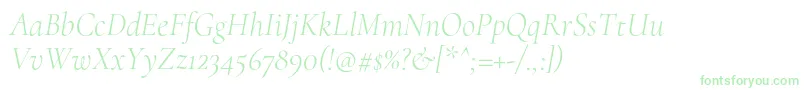 Weitere Informationen zur CormorantLightitalic-Schriftart CormorantLightitalic-Schriftart – Grüne Schriften auf weißem Hintergrund