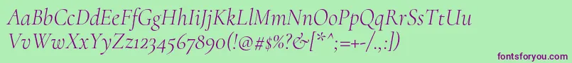 CormorantLightitalic Font – Purple Fonts on Green Background