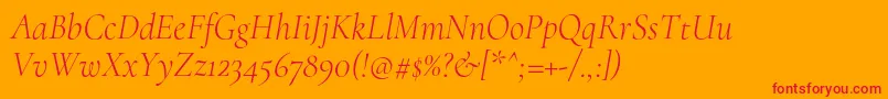 Fonte CormorantLightitalic – fontes vermelhas em um fundo laranja