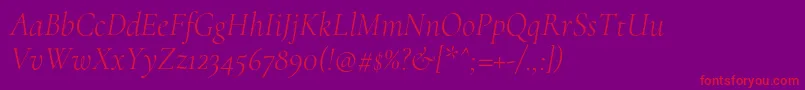 Saiba mais sobre a fonte CormorantLightitalic Fonte CormorantLightitalic – fontes vermelhas em um fundo violeta