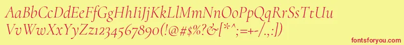 CormorantLightitalic Font – Red Fonts on Yellow Background