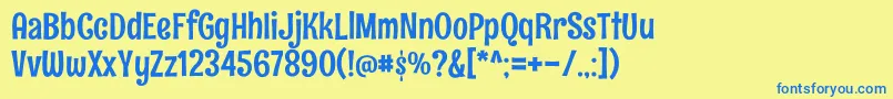 RumraisinRegular Font – Blue Fonts on Yellow Background