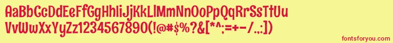 RumraisinRegular Font – Red Fonts on Yellow Background