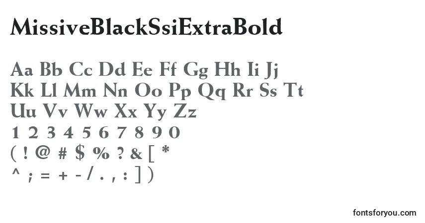 A fonte MissiveBlackSsiExtraBold – alfabeto, números, caracteres especiais