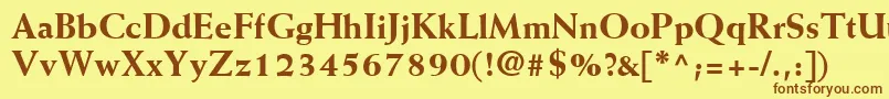 フォントMissiveBlackSsiExtraBold – 茶色の文字が黄色の背景にあります。