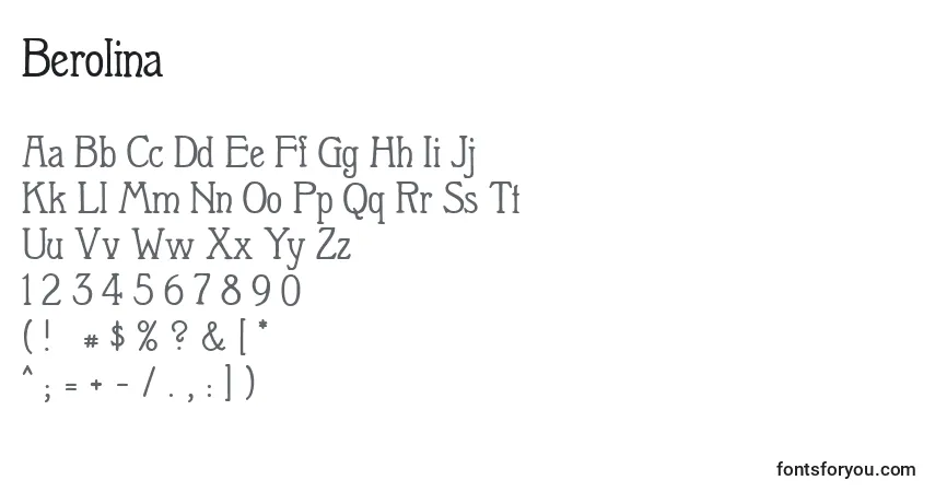 A fonte Berolina – alfabeto, números, caracteres especiais