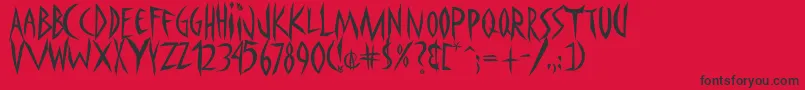 Czcionka Panophobia – czarne czcionki na czerwonym tle