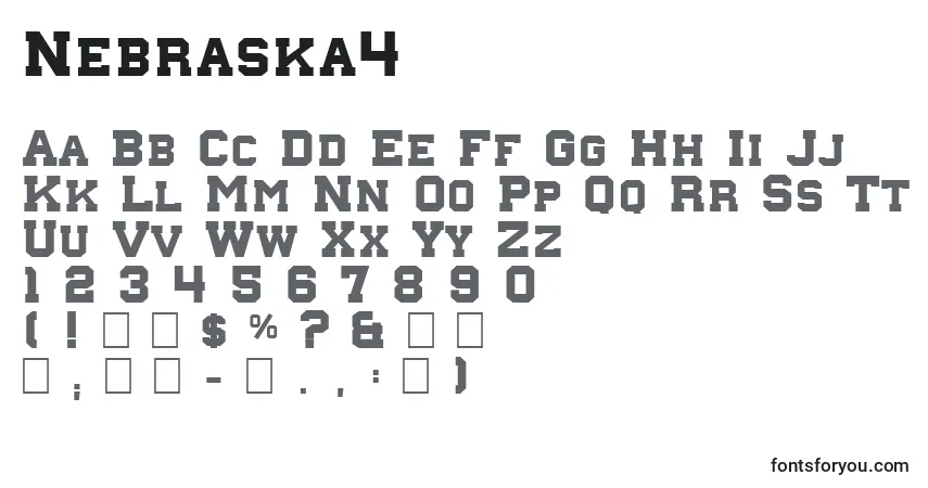 Schriftart Nebraska4 – Alphabet, Zahlen, spezielle Symbole