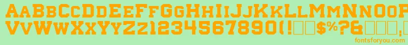 フォントNebraska4 – オレンジの文字が緑の背景にあります。