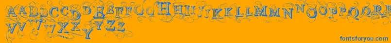 VtksSimplexBeauty2 Font – Blue Fonts on Orange Background