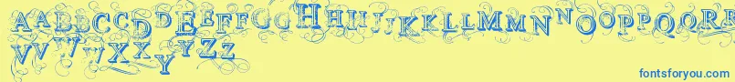 VtksSimplexBeauty2 Font – Blue Fonts on Yellow Background