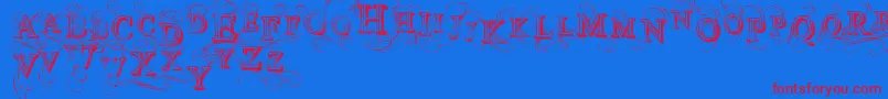 VtksSimplexBeauty2-Schriftart – Rote Schriften auf blauem Hintergrund