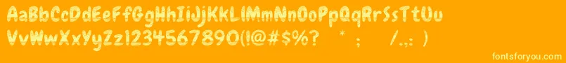 Więcej informacji o czcionce FollowWoodWild Czcionka FollowWoodWild – żółte czcionki na pomarańczowym tle