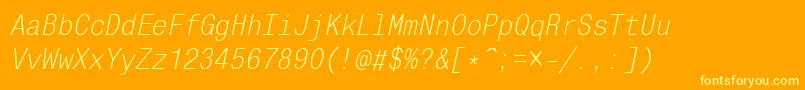 Czcionka MonocondensedcItalic – żółte czcionki na pomarańczowym tle