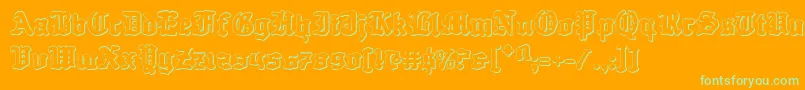 Questknight3D-Schriftart – Grüne Schriften auf orangefarbenem Hintergrund